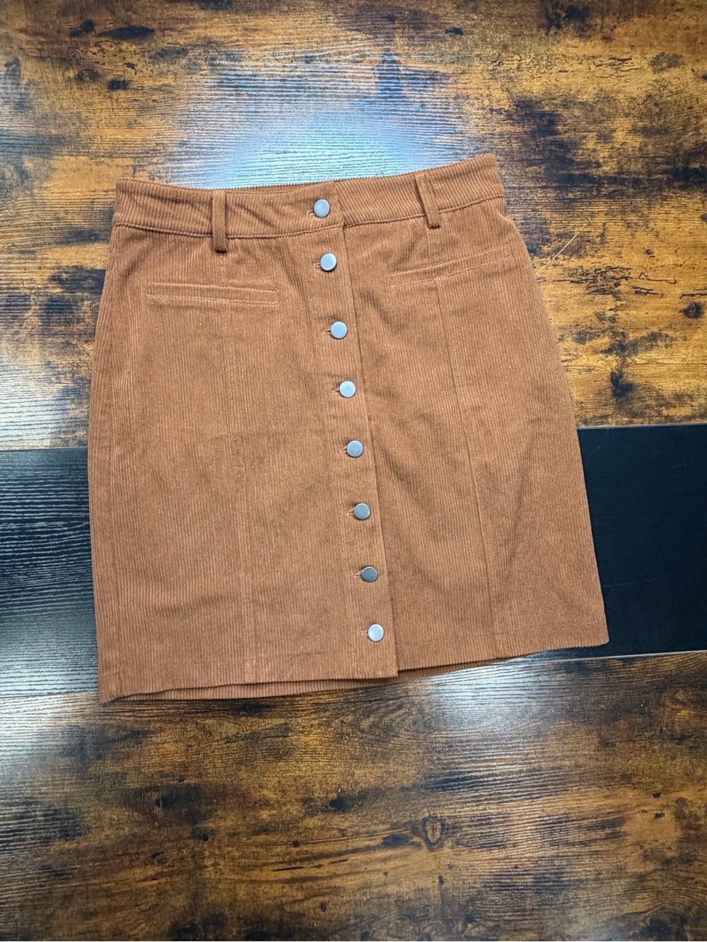 NWT Bagatelle Camel Corduroy Button-Front Mini Skirt - Size Small